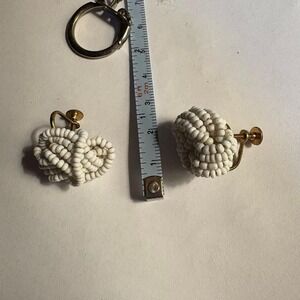 White beaded ear rings